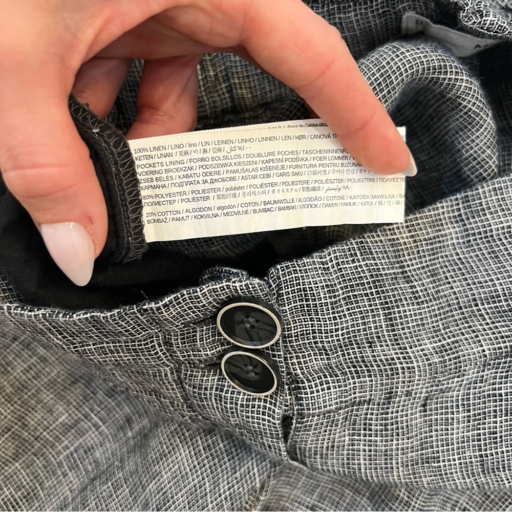 Mango Gray Linen Wide-Leg Trousers - Picture 7 of 8